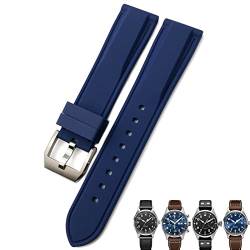 SCHIK 20 mm, 21 mm, 22 mm, Gummi-Silikon-Armband für IWC Pilot Mark 18 Watch, Sportarmband, Schwarz / Blau, 22 mm, Achat von SCHIK