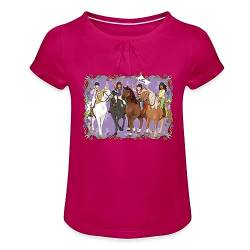 Spreadshirt Schleich Horse Club Lisa Sarah Sofia Hannah reiten Mädchen T-Shirt mit Raffungen, 10 Jahre, Fuchsia von SCHLEICH