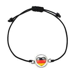 SCHMUCKZUCKER Armband für Damen Motiv Fußball Deutschland Flagge Herz Edelstahl Fanartikel Deutschland-Herz von SCHMUCKZUCKER