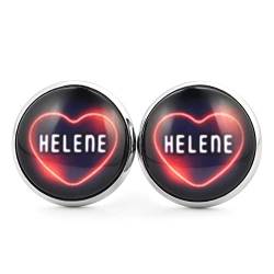 SCHMUCKZUCKER Damen Herren Unisex Ohrstecker Motiv Helene Neon Herz Edelstahl Ohrringe Silber Dunkelblau 14mm von SCHMUCKZUCKER