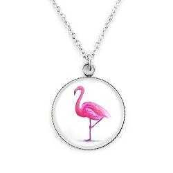 SCHMUCKZUCKER Damen Kette großer Anhänger Motiv Flamingo Edelstahl Silber-Farben pink Weiss Flamingo - Kurze Kette (45cm) von SCHMUCKZUCKER