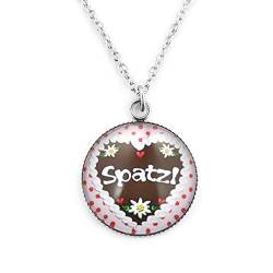 SCHMUCKZUCKER Damen Kette mit Anhänger Motiv Spatzl Edelstahl Silber Braun Rosa Rot Gepunktet Großer Anhänger (25mm) von SCHMUCKZUCKER