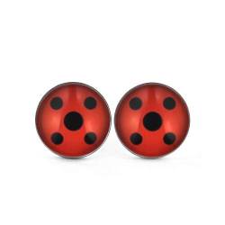 SCHMUCKZUCKER Damen Kinder Mädchen Ohrstecker Motiv Marienkäfer Edelstahl Ohrringe Silber Rot Schwarz (10mm) von SCHMUCKZUCKER