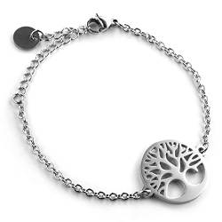 SCHMUCKZUCKER Damen Mädchen Armband Lebensbaum Edelstahl Silber Baum des Lebens verstellbar von SCHMUCKZUCKER