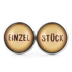 SCHMUCKZUCKER Damen Mädchen Ohrstecker mit Spruch Motiv Einzelstück Edelstahl Ohrringe Silber (Beige 14mm) von SCHMUCKZUCKER