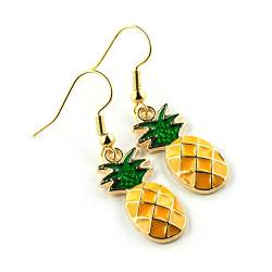 SCHMUCKZUCKER Damen Ohrhänger Ananas witzige Edelstahl Ohrringe Gold Gelb-Orange Grün von SCHMUCKZUCKER