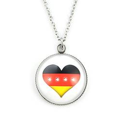 SCHMUCKZUCKER Kette Damen Silber mit Großem Anhänger Motiv Deutschland Flagge Herz Edelstahl Fanartikel - Kreiert in Deutschland 60cm von SCHMUCKZUCKER