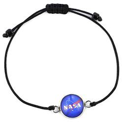 SCHMUCKZUCKER Unisex Armband Motiv NASA Edelstahl Silber-Farben blau schwarz verstellbar von SCHMUCKZUCKER