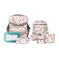 SCHOOL-MOOD - Schulranzen Set Leopard, 7-teilig - Timeless Air+ - ergonomischer Schulranzen Jungen & Mädchen - Schultasche für Kinder in der 1. bis 4. Klasse - Leopard (Nordic Collection) von SCHOOL-MOOD