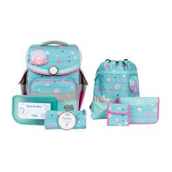 SCHOOL-MOOD - Schulranzen Set Meerjungfrau, 7-teilig - Timeless Air+ - ergonomischer Schulranzen Jungen & Mädchen - Schultasche für Kinder in der 1. bis 4. Klasse - Lilly (Meerjungfrau) von SCHOOL-MOOD