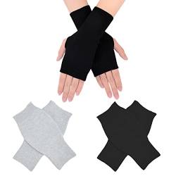 SCHYIDA Halb Fingerlose Handschuhe, 2 Paar Pulswärmer Handschuhe Damen Halbfinger Handschuhe Herren Winter Strickhandschuhe Halbfinger Unisex Halbfinger Handschuhe Damen für Frauen Männer von SCHYIDA