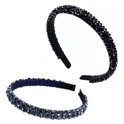 SCJJZ Mode-Stirnbänder für Frauen,Kristall-Stirnband, dünnes Rand-Stirnband, Strass-Perlen-Haarschmuck für Frauen, Braut-Kopfbedeckung (2 Stück) von SCJJZ