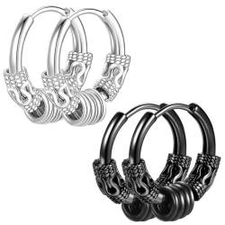 SCJJZ Ohrringe für Herren,Ohrringe für Damen,Retro-Ohrringe aus Edelstahl mit rundem Draht und Drachenmuster, Ohrringe, Ohrschnallen, Herrenohrringe (2 Paar) von SCJJZ
