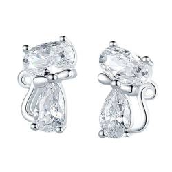SCJJZ Ohrringe für Mädchen,Ohrringe für Damen,Katzen-Ohrringe für Damen und Mädchen, Ohrringe (Silber) von SCJJZ