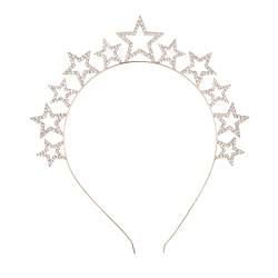 SCJJZ Stern Stirnband Strass Stirnbänder Party Kopfschmuck Hochzeit Haarschmuck für Frauen und Mädchen 1 Stück (Gold) von SCJJZ