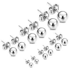 SCJJZ perlen ohrringe,ohrringe,ohrstecker,ohrstecker silber,piercing ohr,ohrringe set,Runde Stahlkugel Ohrstecker Erbsen Perlen Schmetterling Schnalle Ohrringe (6 Paare: 3-8mm) von SCJJZ