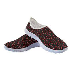 SCRAWLGOD Damen Wanderschuhe Mesh Slip On Air Mesh Loafer Atmungsaktiv Leicht Laufschuhe Laufschuhe Sneaker, Chili, 41.5 EU von SCRAWLGOD