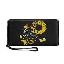 SCRAWLGOD Geldbörsen für Damen und Mädchen, Reißverschluss, Kartenhalter, Clutch, PU-Leder, lange Geldbörse, Organizer, Zubehör, Butterfly You Are My Sunshine von SCRAWLGOD