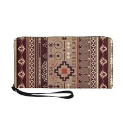 SCRAWLGOD Magican Butterfly Geldbörse für Damen, Reißverschluss, Kartenhalter, Clutch, PU-Leder, lange Geldbörse Organizer, Tribal Navajo-Print von SCRAWLGOD