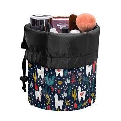 SCRAWLGOD Make-up-Tasche mit Kordelzug, Reise-Kosmetiktasche, groß, wasserdicht, für Damen und Mädchen, Lustiges Alpaka von SCRAWLGOD