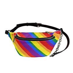 SCRAWLGOD PU Leder Brusttaschen Schulter Crossbody Sling Rucksack für Damen Mädchen, Rainbow Pride, Einheitsgröße von SCRAWLGOD