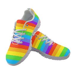SCRAWLGOD Schuhe für Damen, Laufschuhe, bequeme Wanderschuhe, Sport, Tennisschuhe, Rainbow Pride, 39 1/3 EU von SCRAWLGOD