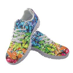 SCRAWLGOD Schuhe für Damen, Laufschuhe, bequeme Wanderschuhe, Sport, Tennisschuhe, Regenbogen/Schmetterling, 39 1/3 EU von SCRAWLGOD