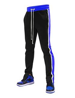 SCREENSHOT Herren Hip Hop Premium Slim Fit Komfort Trainingshose Athletic Fitness Mode Urban Lifestyle Streetwear Hose, S41706-black/royal, Medium von SCREENSHOT