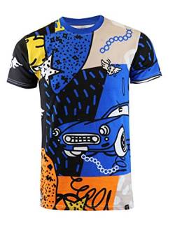 SCREENSHOT Herren Hipster Hip-Hop Urban Modern Tees - NYC Street Fashion Streetwear Stilvoll Longline Print T-Shirt, S11060-royal, Mittel von SCREENSHOT