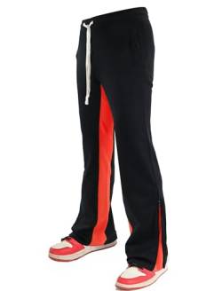 SCREENSHOT Track Pants 3202 Herren Streetwear Premium Stacked Flare Fit Urban Track Pants Workout Athletic Jogger Hose, S41702-Black/Red, XXL von SCREENSHOT
