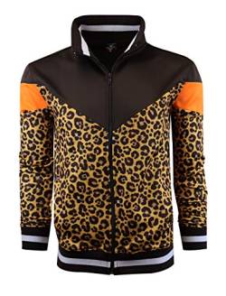 SCREENSHOT Urban Hip Hop Premium Trainingsjacke für Herren, schmale Passform, Sportbekleidung, Urbanwear, Streetwear, modisches Top, F11005-braun/Leopard, M von SCREENSHOT