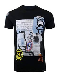 Screenshotbrand Herren Hipster Hip-Hop Urban Modern Tees – NYC Street Fashion Streetwear Longline Print T-Shirt - Schwarz - Groß von SCREENSHOT