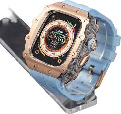 SCRUBY Robustes Edelstahl-Uhrenarmband, Mod-Kit, für Apple Watch Serie 9/8/7, 45 mm, Ultra 2, 49 mm, 44 mm, für Herren und Damen, Metallabdeckung, Gummi-Sportuhrarmb?nder, für iWatch 49 mm, 49 mm, von SCRUBY