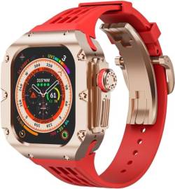 SCRUBY Uhrengeh?use aus Titanlegierung + Uhrenarmband-Upgrade-Kit, für Apple Watch Ultra 2 49 mm Band, RM-Stil Herren-Metallrahmen-Ersatzband, für iWatch 2 49 mm (Farbe: G, Gr??e: für Ultra 49 mm), von SCRUBY