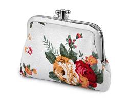 SCSpecial Mini Geldbörse Damen Kleingeldbörse Retro Floral Reiseportmonaie Coin Purses Kiss Lock Leinwand Mini Geldbeutel von SCSpecial