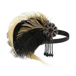 1920er Jahre Blingbling Stirnband für Frauen Flapper Kopfbedeckung Kopfbedeckung für Party Party Elegante Feder Glitzer Stirnbänder Flapper Stirnbänder 1920er Jahre von SCUDGOOD