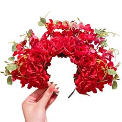 Doppelseitiges Blumen-Stirnband, Mexika-Rose, Blumen-Haarband, modisch, Damen, Braut, Haarschmuck, Brautgirlanden, ethnische Kopfbedeckung von SCUDGOOD