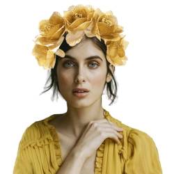Stoff-Blumen-Haarband, buntes Blumen-Stirnband, ethnischer Kopfschmuck, weibliches Festival, Haarschmuck, Bühnenrequisiten, Kopfschmuck, Blumenstirnband für Damen und Mädchen von SCUDGOOD