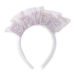 Weiße Garn-Stirnbänder mit Dekoren, auffälliger Haarreif, Braut, Frau, Hochzeitszeremonie, Stirnbänder für Damen, rutschfeste Stirnbänder für Mädchen, Weiß von SCUDGOOD