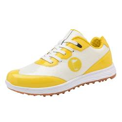 SDEQA Damen Golfschuhe Stikuslose Extra Breite Lässige Verfärbungs -Sneaker Wasserdicht Atmungsable Nicht -Slip,Gelb,41 EU von SDEQA