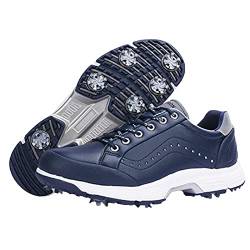 SDEQA Extra Weit Golfschuhe Für Herren Mit Spikes Professionell Wasserdicht Golfschuhe Anti-Skid Leichtgewicht Atmungsaktiv,Blau,49 EU von SDEQA