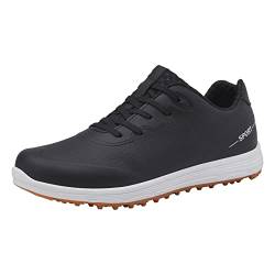 SDEQA Golfschuhe Frauen Steckeless Outdoor wasserdichte Trainer Atmungsaktiven Anti-Skid-Großer Größe,Schwarz,43 EU von SDEQA