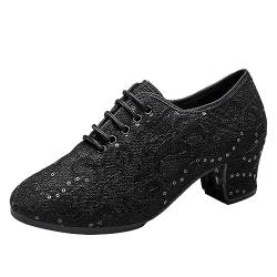 SDEQA Latin Tanzschuhe für Frauen High Heels Weiche Bottom Ballsaal Schuhe für Partykleid modern,Black 3cm,40 EU von SDEQA
