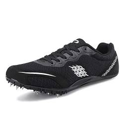 SDEQA Leichtathletik-Spike-Schuhe Herren Laufschuhe Für Sprints, 8 abnehmbaren Nägel Leichtathletikschuhe mit Spikes & Sprint Herren Kinder Damen Jugendsportschuhe,Schwarz,41 EU von SDEQA