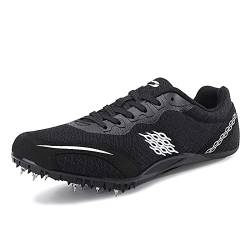 SDEQA Leichtathletik-Spike-Schuhe Herren Laufschuhe Für Sprints, 8 abnehmbaren Nägel Leichtathletikschuhe mit Spikes & Sprint Herren Kinder Damen Jugendsportschuhe,Schwarz,43 EU von SDEQA