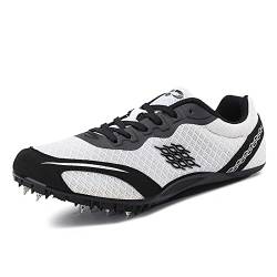 SDEQA Leichtathletik-Spike-Schuhe Herren Laufschuhe Für Sprints, 8 abnehmbaren Nägel Leichtathletikschuhe mit Spikes & Sprint Herren Kinder Damen Jugendsportschuhe,Weiß,38 EU von SDEQA