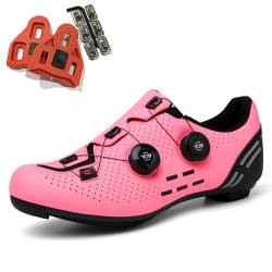 SDEQA Radschuhe Damen Fahrradschuhe Kompatibel mit Peloton Look SPD SPD-SL Delta Lock Pedal Reitschuhe Spinning Schuhen,Rosa,40 EU von SDEQA