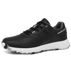 SDEQA Spikeless Golf Schuhe Herren Wasserdicht Atmungsaktive Leichte Golf Sport Schuhe für Golf Trainingsschuh,Schwarz,39 EU von SDEQA