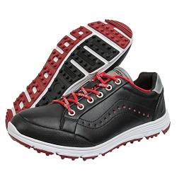 SDEQA Spikeless Golfschuhe Männer Wasserdicht Golf Training Sport Turnschuhe Komfort Atmungsaktiv Große Größe,Schwarz,47 EU von SDEQA