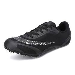 SDEQA Unisex Spikes Leichtathletikschuhe Trainingsschuhe Leichte strapazierfähige Sprint-Laufschuhe mit Spikes und Sprint Herren Damen und Kinder,Schwarz,36 EU von SDEQA